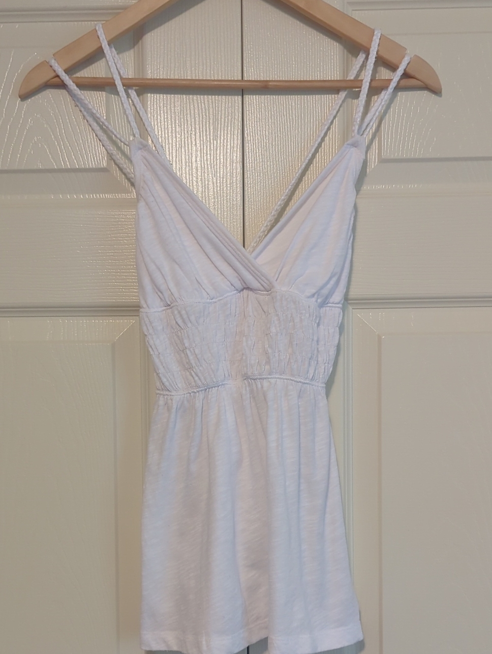 Vintage Y2K Hollister White Babydoll Doubl Strap Camisole Tank Top Festival
